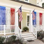 Patriotic 4th of July Tinsel Fringe Curtains Set
