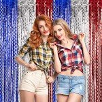 Patriotic 4th of July Tinsel Fringe Curtains Set