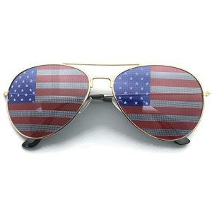 American Flag Aviator Sunglasses - Gold