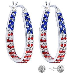 Sparkly Silver Plated Oval Hoop Earrings for Her