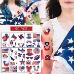 90Pcs Independence Day American Flag Temporary Tattoos