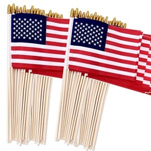 100 Mini American Flags on Sticks – 4x6 Inch
