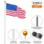 25FT Aluminum Flagpole with USA Flag Kit