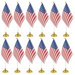 Mini American Flags with Stands - 12 Pack