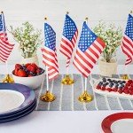 Mini American Flags with Stands - 12 Pack