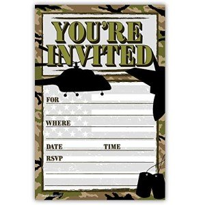 Patriotic Military Invitations - 20 Count with Envelopes