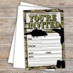 Patriotic Military Invitations - 20 Count with Envelopes