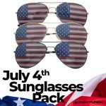 USA Flag Aviator Sunglasses - 3 Pack Set