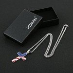 American Flag Cross Pendant Necklace in Silver