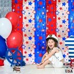 Red, White, and Blue Tinsel Star Curtains Set
