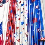 Red, White, and Blue Tinsel Star Curtains Set