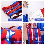 Red, White, and Blue Tinsel Star Curtains Set