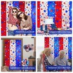 Red, White, and Blue Tinsel Star Curtains Set