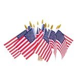 12 Mini American Flags on Sticks for Celebration