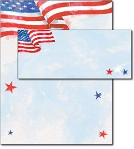 American Flag Stationery Paper & Envelopes Set