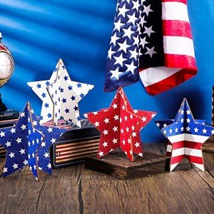 Patriotic Wooden Star Centerpieces for Holidays