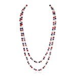 USA Flag Inspired Beaded Long Statement Necklace