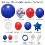 140pcs Red, White & Blue Balloon Garland Kit