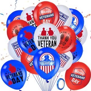Veterans Day Balloons - 48PC Patriotic Set