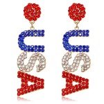 Beaded American Flag Star Dangle Earrings for Women