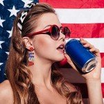 Beaded American Flag Star Dangle Earrings for Women