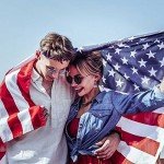 Beaded American Flag Star Dangle Earrings for Women