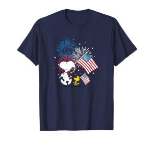 Snoopy & Woodstock Flag Fireworks T-Shirt