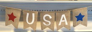 USA Burlap Patriotic Banner for Celebrations