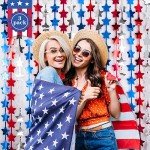 Red, White & Blue Star Tinsel Curtains - 3 Pack