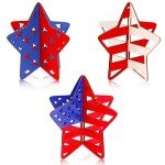 Set of 3 Patriotic 3D Wooden Star Decor