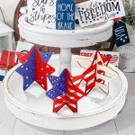 Set of 3 Patriotic 3D Wooden Star Decor