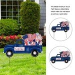 Patriotic Metal Truck Yard Sign with Stake