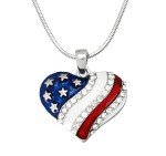 Patriotic Red, White & Blue Heart Necklace