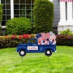 Patriotic Metal Truck Yard Sign with Stake