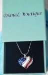 Patriotic Red, White & Blue Heart Necklace