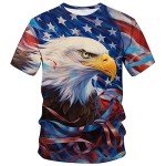3D Eagle Print Patriotic Graphic T-Shirt for Men
