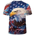 Men's 3D Eagle Print Patriotic T-Shirt - White