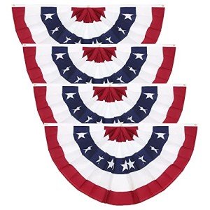 Set of 4 American Pleated Fan Flags