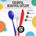 150 Pcs Red, White, and Blue Dinnerware Set