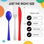 150 Pcs Red, White, and Blue Dinnerware Set