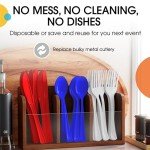 150 Pcs Red, White, and Blue Dinnerware Set