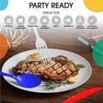 150 Pcs Red, White, and Blue Dinnerware Set