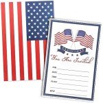 American Flag Patriotic Invitations with Envelopes - 36 Pack