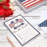 American Flag Patriotic Invitations with Envelopes - 36 Pack