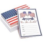 American Flag Patriotic Invitations with Envelopes - 36 Pack