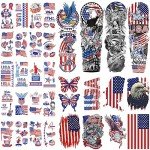 Patriotic 4th of July Temporary Tattoo Sleeve