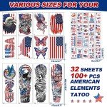 Patriotic 4th of July Temporary Tattoo Sleeve