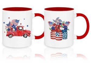 Patriotic 4th of July Ceramic Mug Set