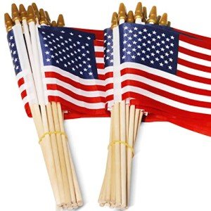 50 Pack of 4x6 inch USA Wooden Stick Flags
