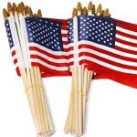 50 Pack of 4x6 inch USA Wooden Stick Flags